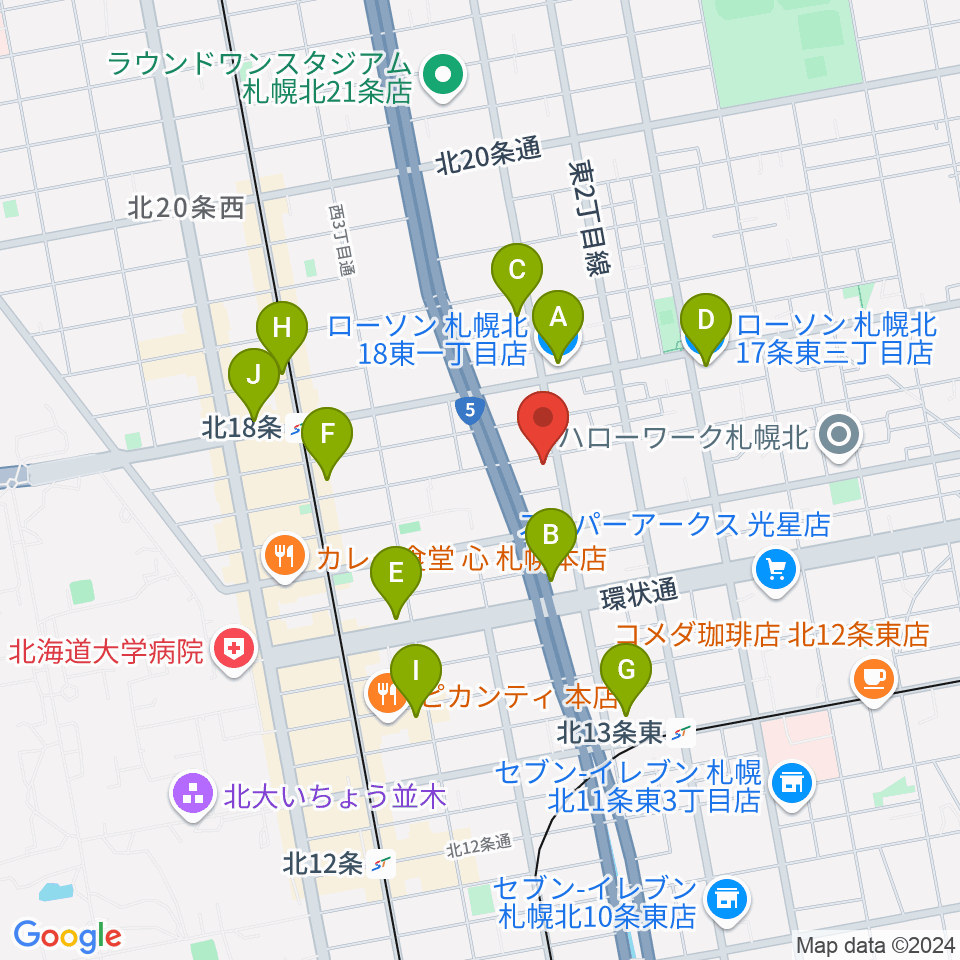 札幌161倉庫周辺のコンビニエンスストア一覧地図