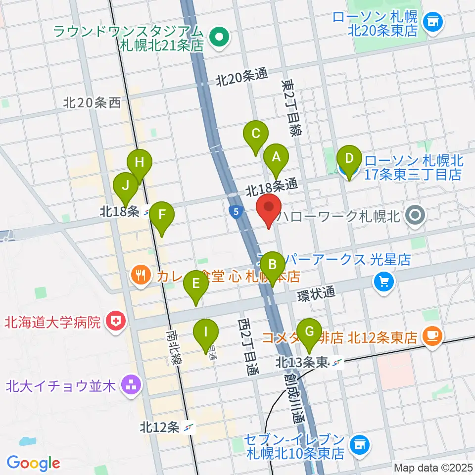 札幌161倉庫周辺のコンビニエンスストア一覧地図