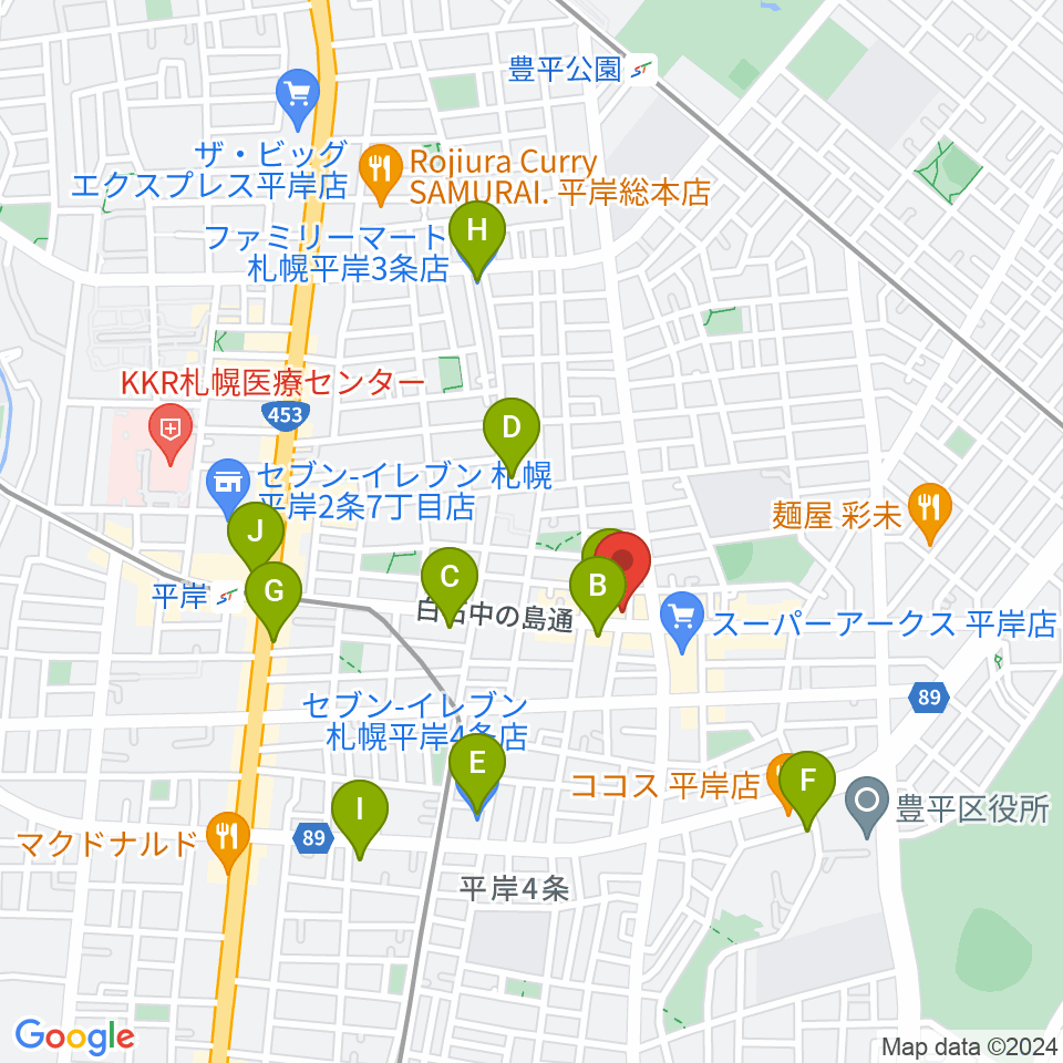 フライアーパーク周辺のコンビニエンスストア一覧地図