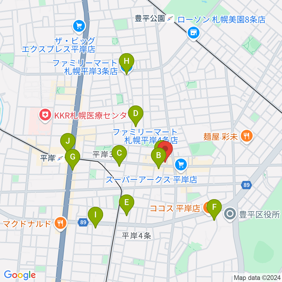 フライアーパーク周辺のコンビニエンスストア一覧地図