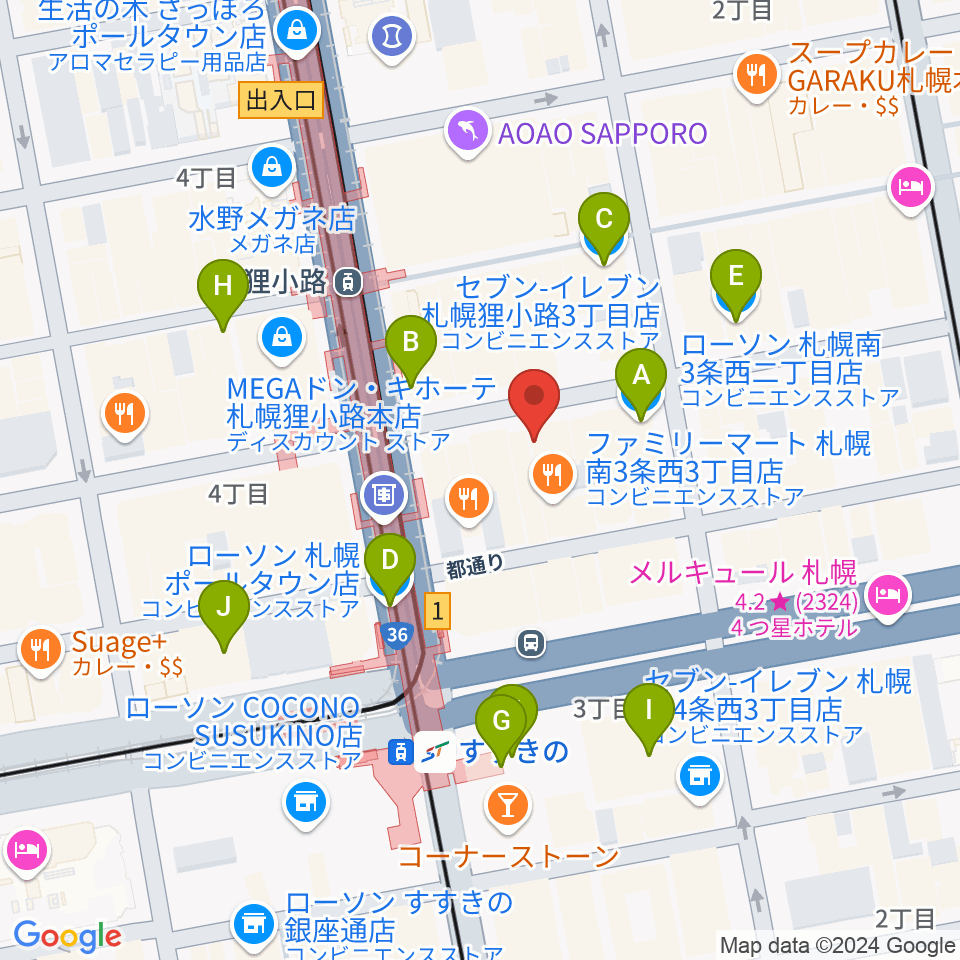 ジャズライヴ スローボート周辺のコンビニエンスストア一覧地図