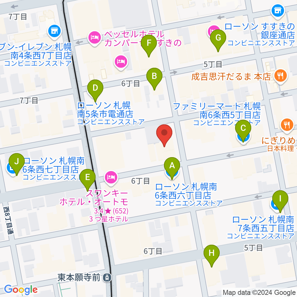 すすきのHOT TIME周辺のコンビニエンスストア一覧地図