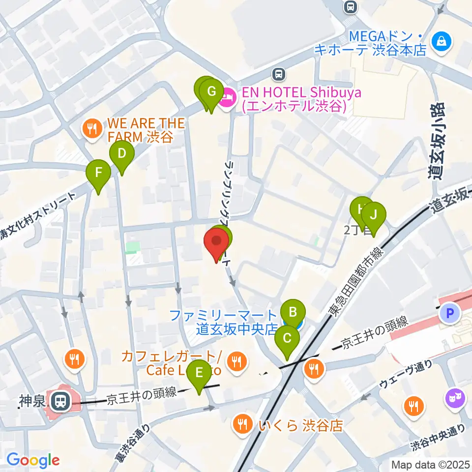 渋谷Spotify O-WEST周辺のコンビニエンスストア一覧地図