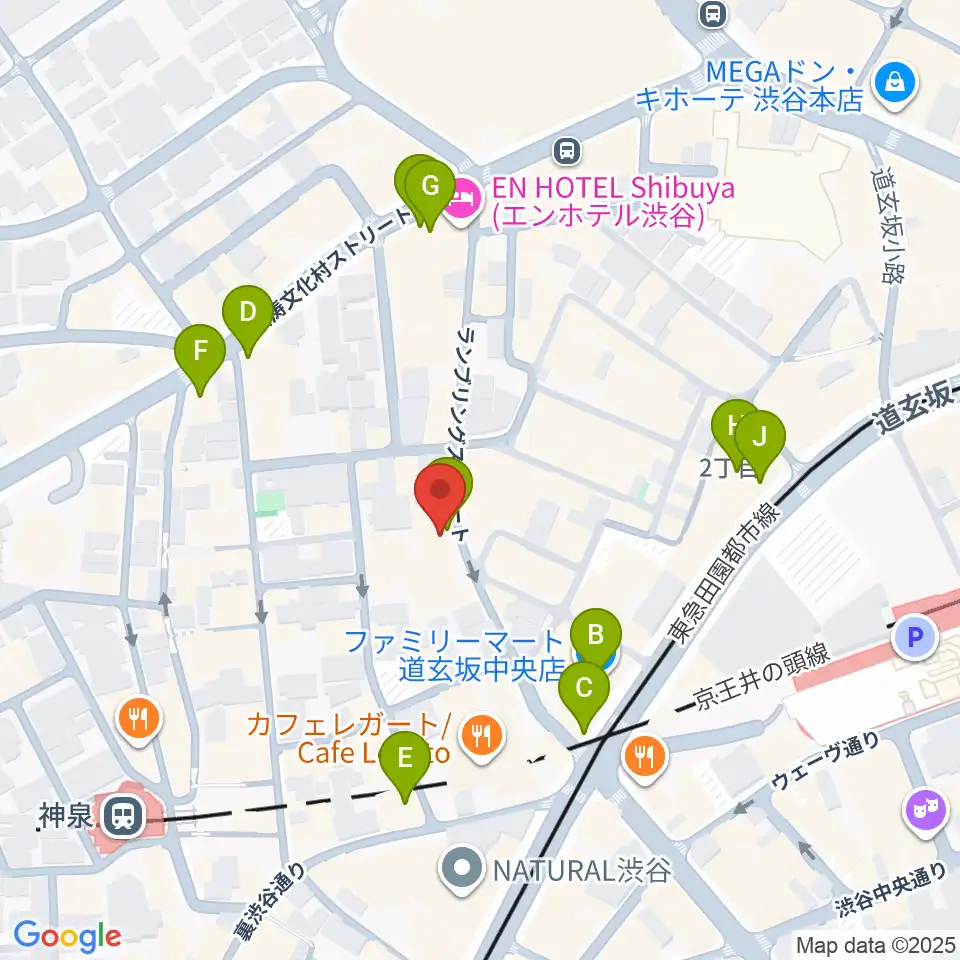 渋谷Spotify O-WEST周辺のコンビニエンスストア一覧地図