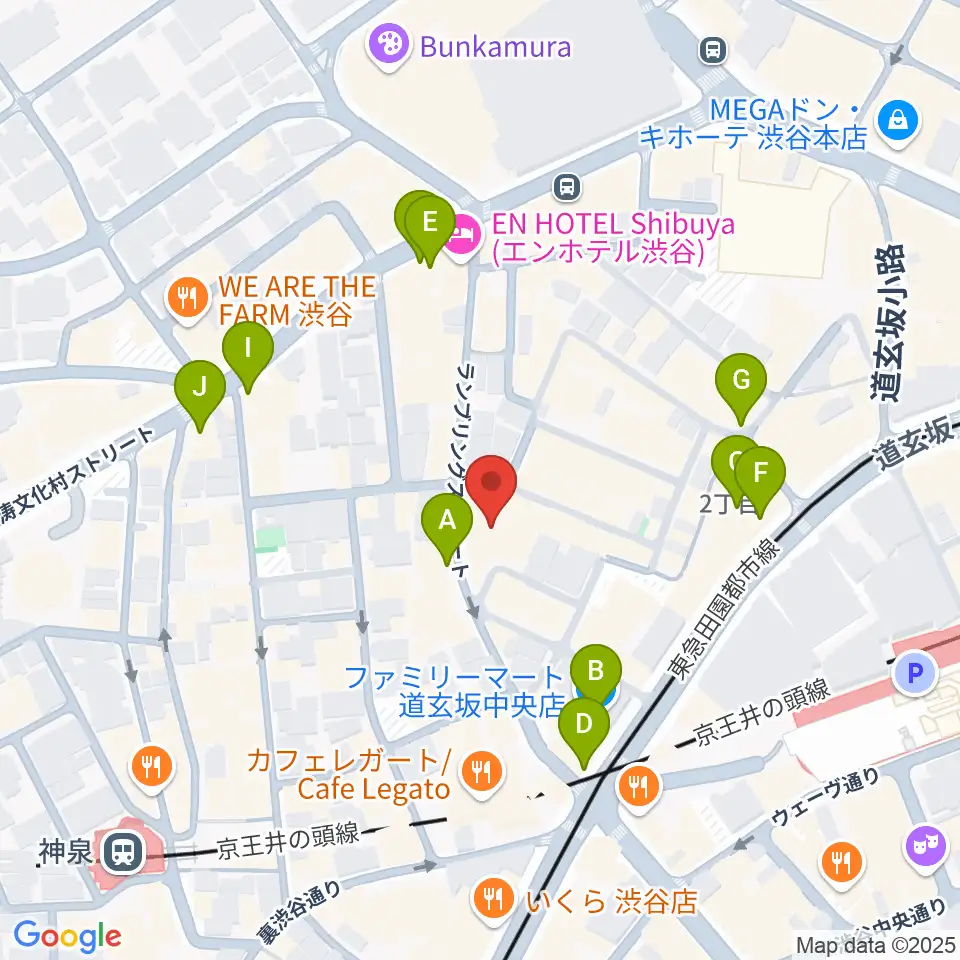 渋谷Spotify O-EAST周辺のコンビニエンスストア一覧地図