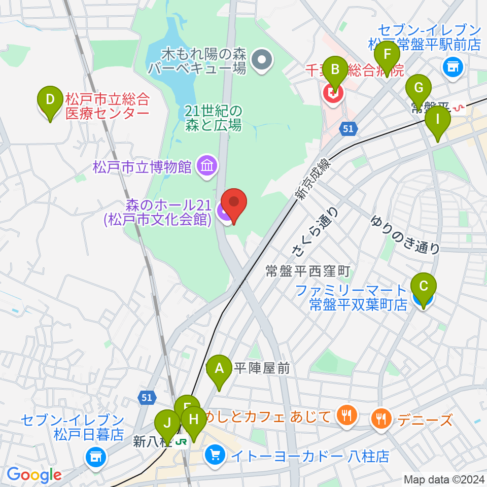 森のホール21周辺のコンビニエンスストア一覧地図