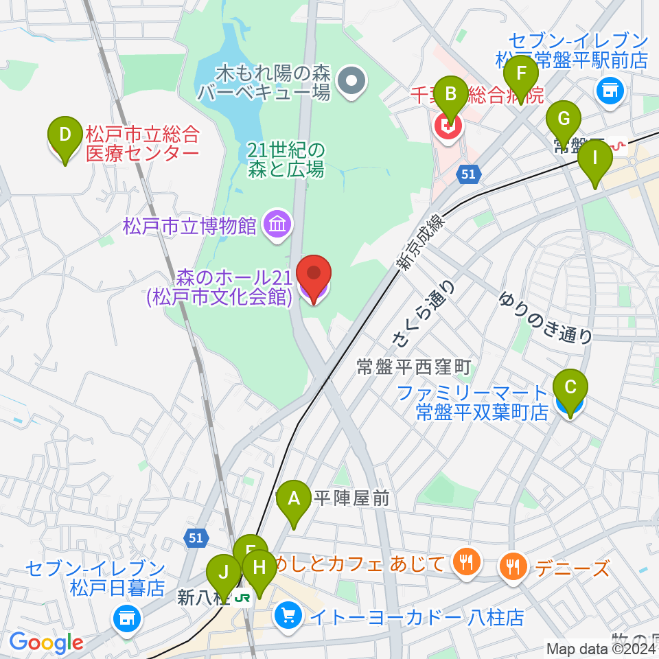 森のホール21周辺のコンビニエンスストア一覧地図