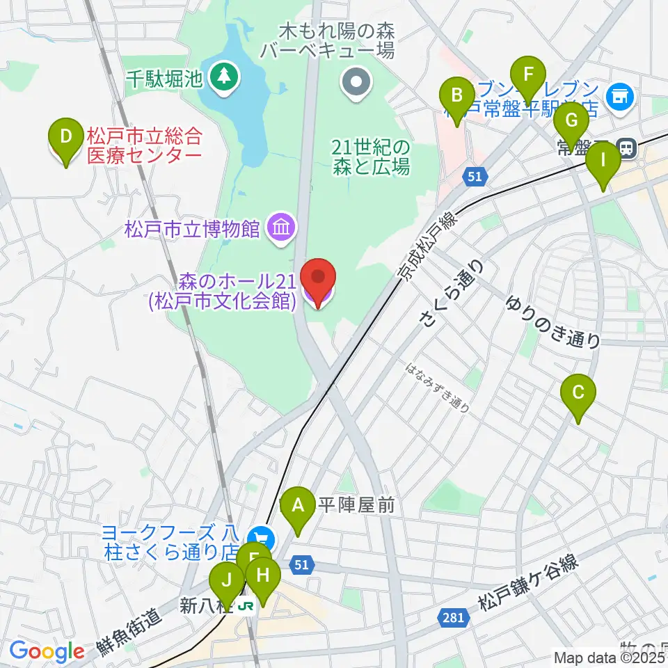 森のホール21周辺のコンビニエンスストア一覧地図