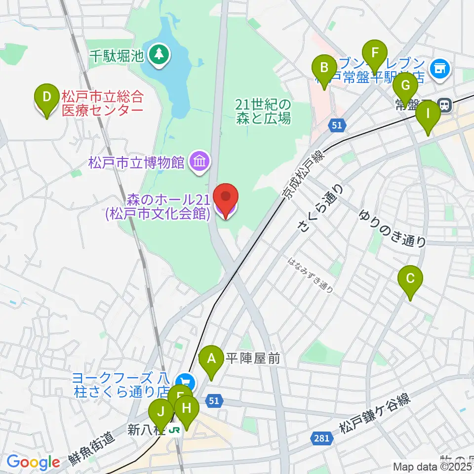 森のホール21周辺のコンビニエンスストア一覧地図