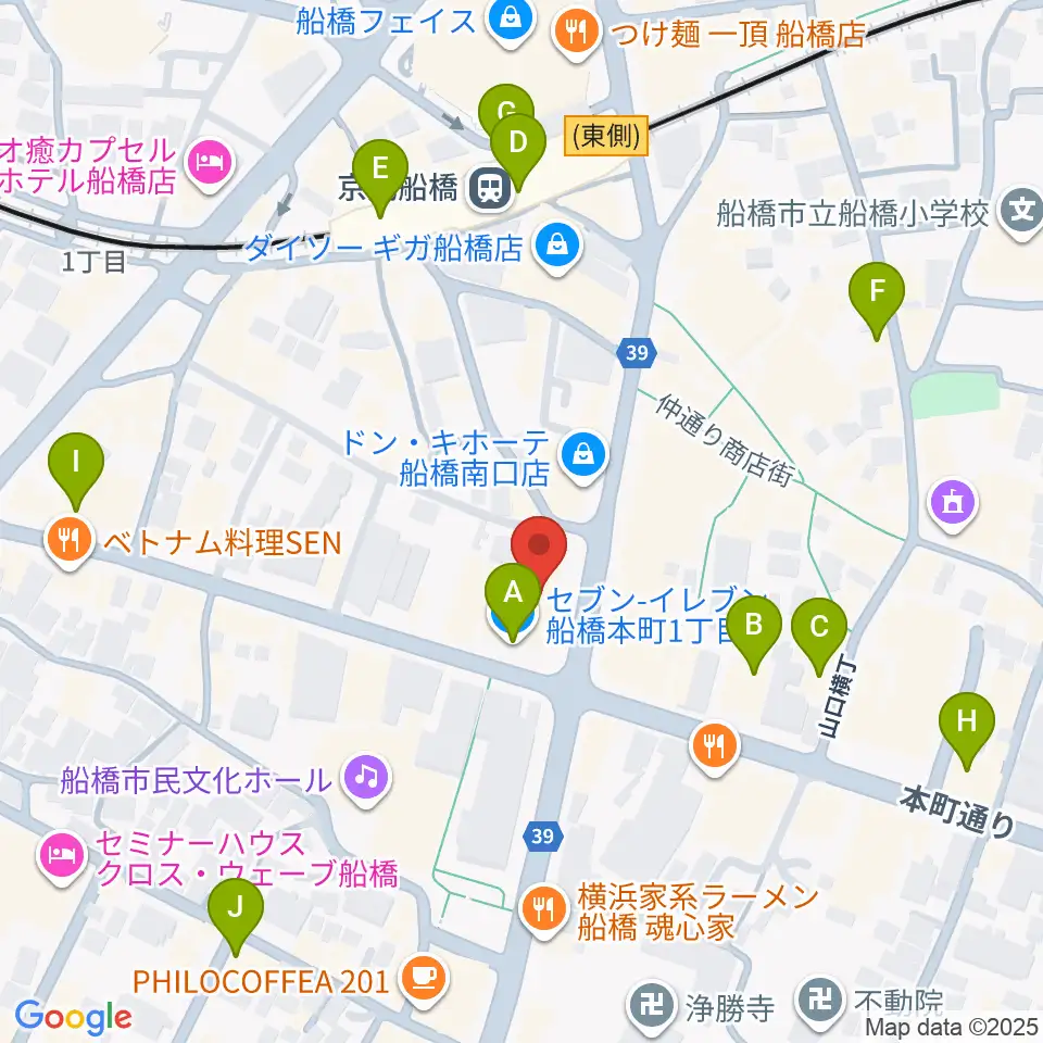 伊藤楽器 マイスター船橋周辺のコンビニエンスストア一覧地図