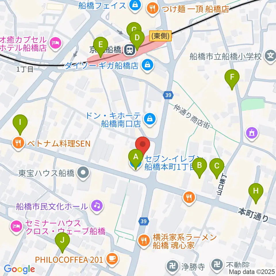 伊藤楽器 マイスター船橋周辺のコンビニエンスストア一覧地図