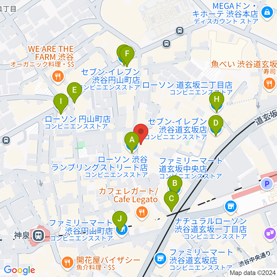 渋谷duo MUSIC EXCHANGE周辺のコンビニエンスストア一覧地図