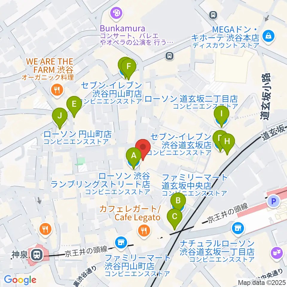 渋谷duo MUSIC EXCHANGE周辺のコンビニエンスストア一覧地図
