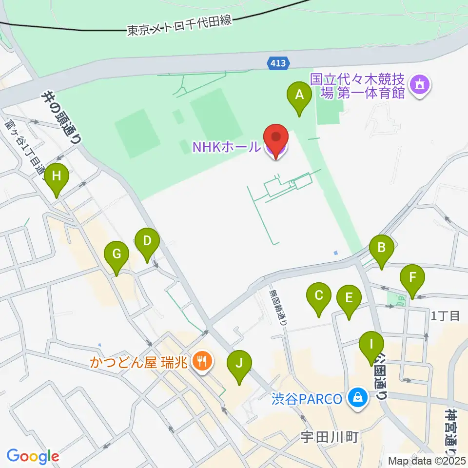 NHKホール周辺のコンビニエンスストア一覧地図