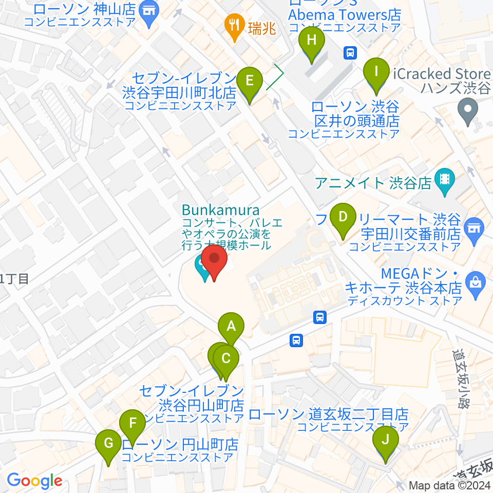 Bunkamuraオーチャードホール周辺のコンビニエンスストア一覧地図