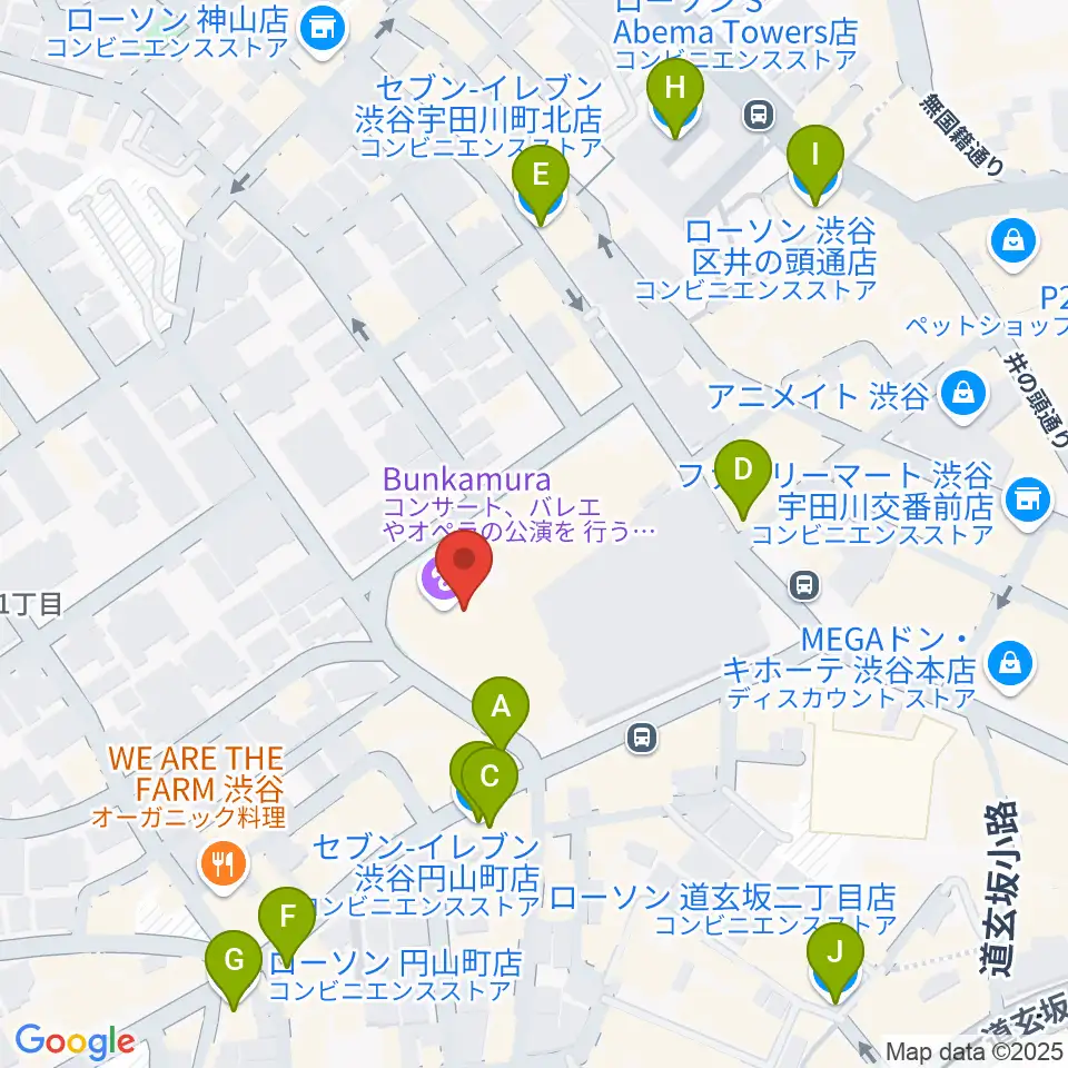Bunkamuraオーチャードホール周辺のコンビニエンスストア一覧地図