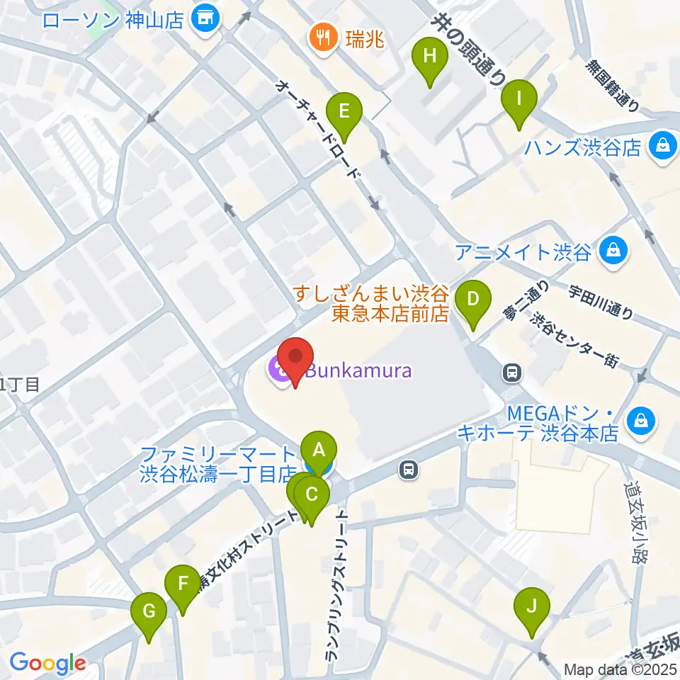 Bunkamuraオーチャードホール周辺のコンビニエンスストア一覧地図