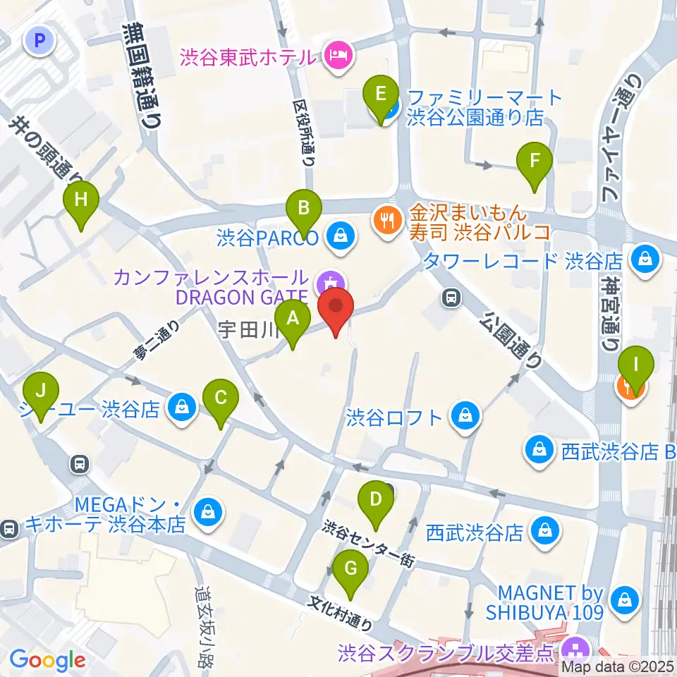 渋谷WWW WWW X周辺のコンビニエンスストア一覧地図