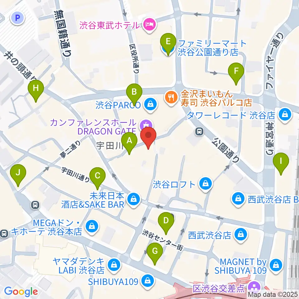 渋谷ＷＷＷ  WWW X周辺のコンビニエンスストア一覧地図