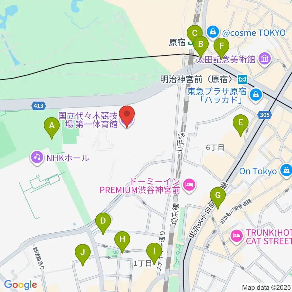代々木第一体育館周辺のコンビニエンスストア一覧地図