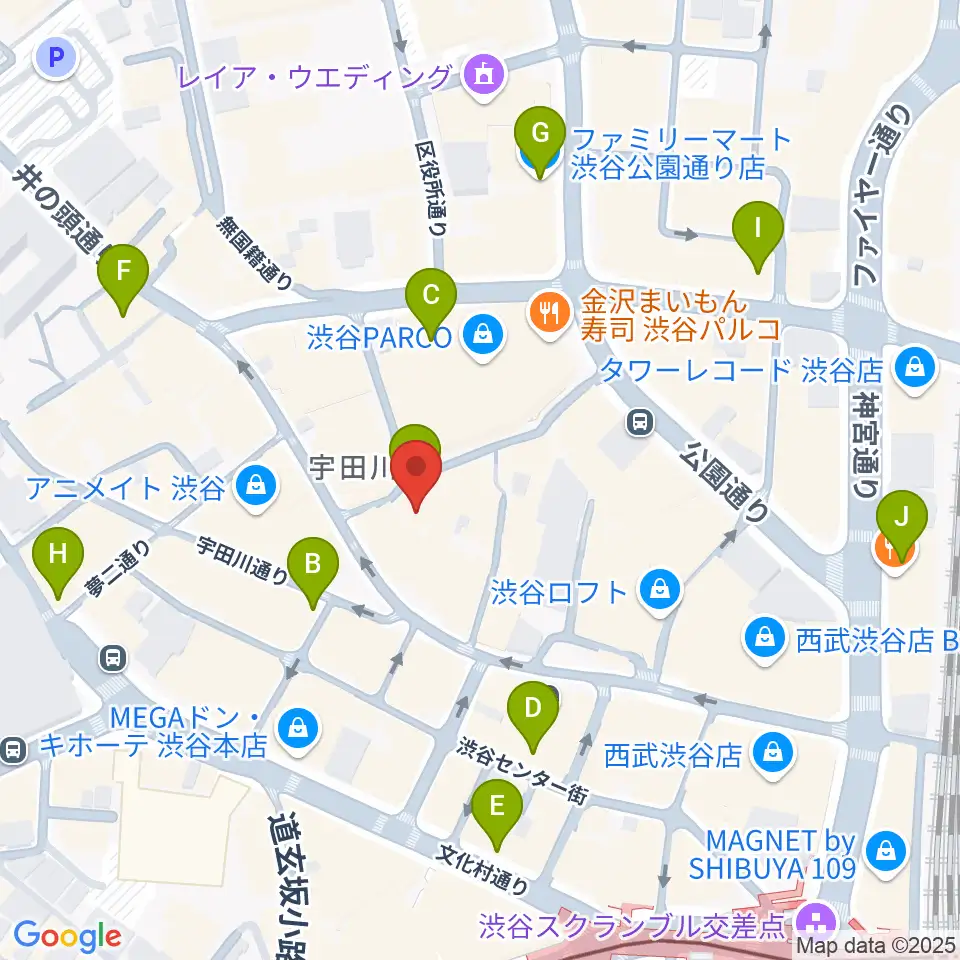 渋谷サイクロン周辺のコンビニエンスストア一覧地図