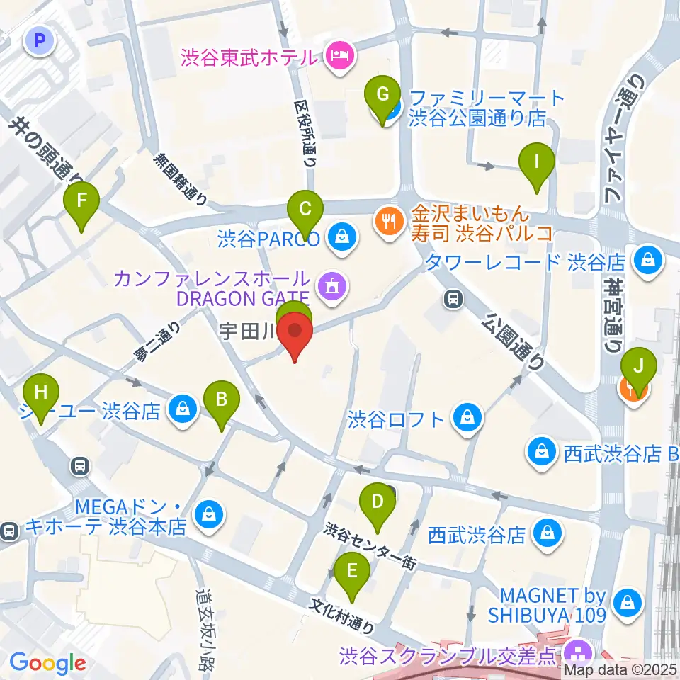 渋谷サイクロン周辺のコンビニエンスストア一覧地図