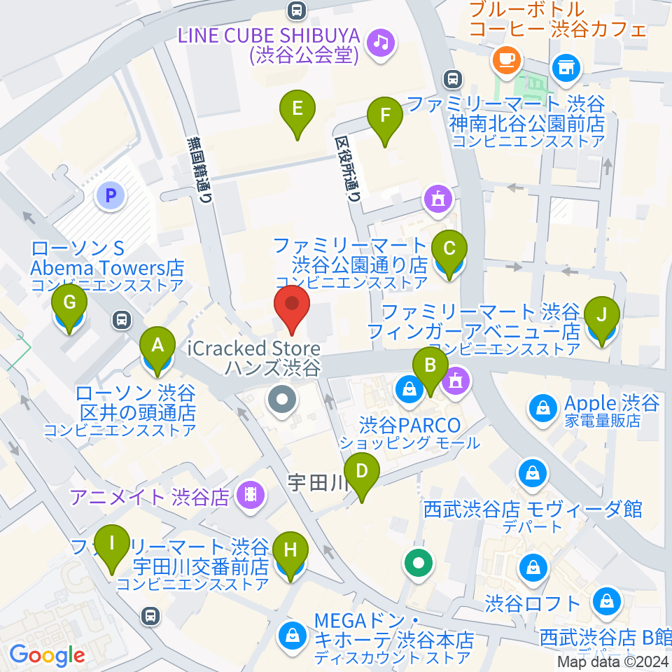 渋谷Milkyway周辺のコンビニエンスストア一覧地図