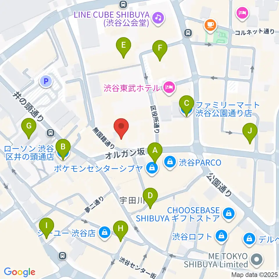 渋谷Milkyway周辺のコンビニエンスストア一覧地図