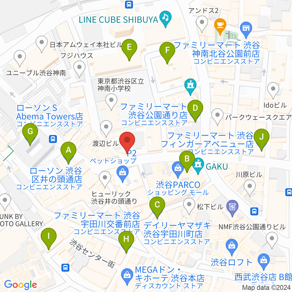 渋谷スターラウンジ周辺のコンビニエンスストア一覧地図