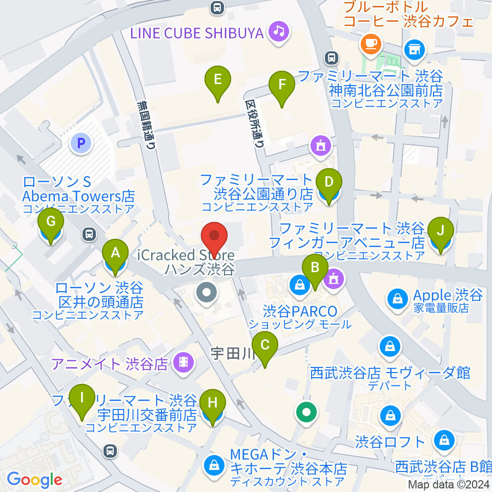 渋谷スターラウンジ周辺のコンビニエンスストア一覧地図