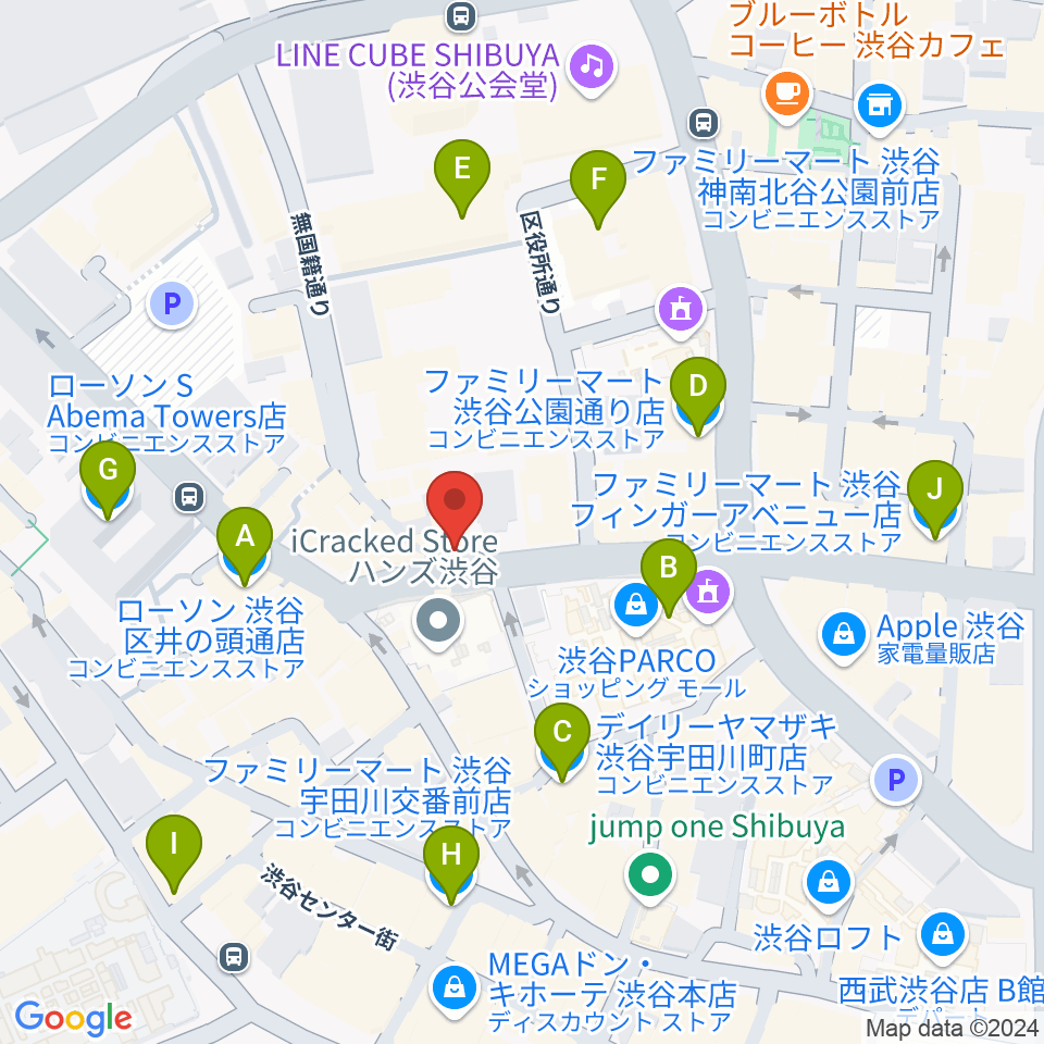 渋谷スターラウンジ周辺のコンビニエンスストア一覧地図