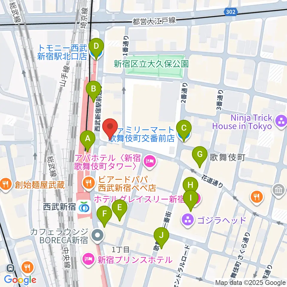 新宿マーブル周辺のコンビニエンスストア一覧地図