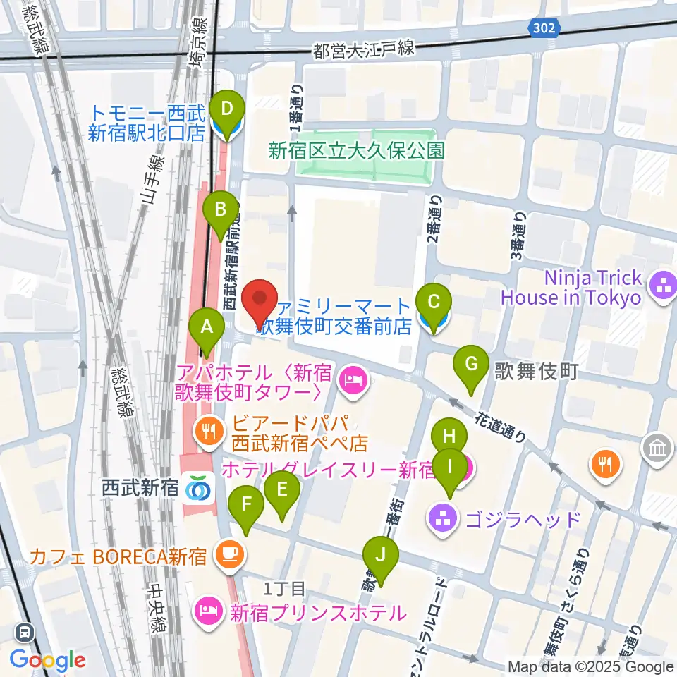 新宿マーブル周辺のコンビニエンスストア一覧地図
