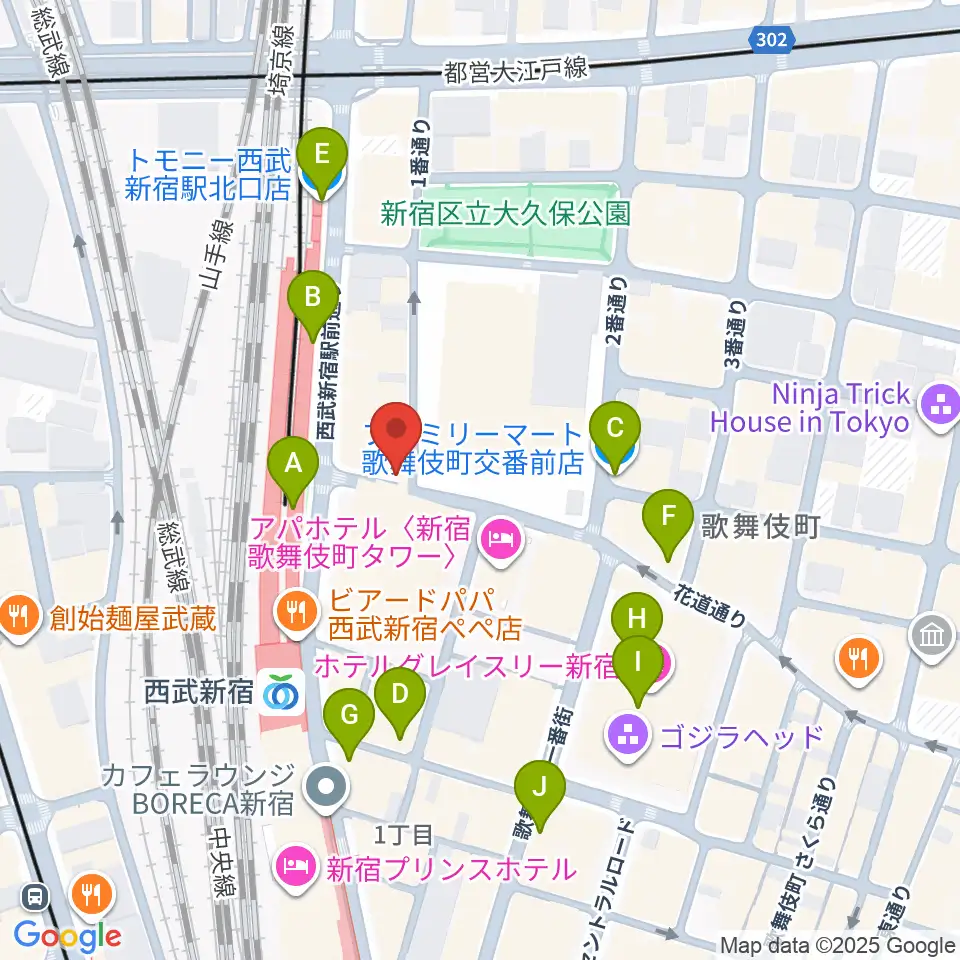 新宿MARZ周辺のコンビニエンスストア一覧地図