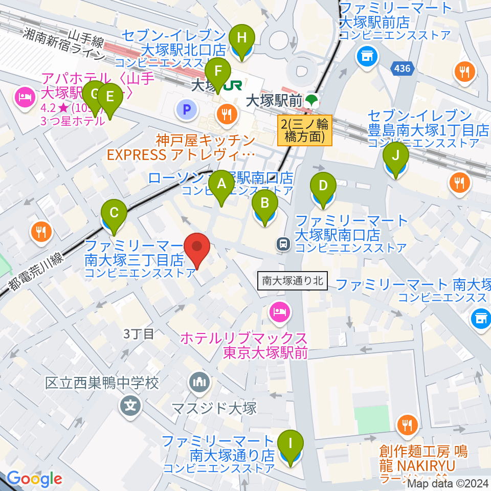 大塚MEETS周辺のコンビニエンスストア一覧地図