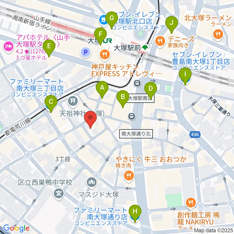 大塚MEETS周辺のコンビニエンスストア一覧地図