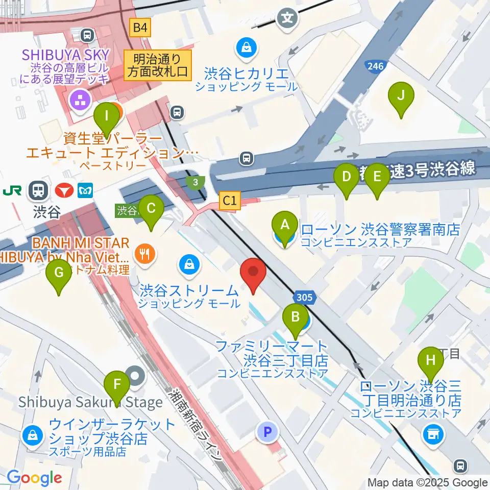 渋谷OTO周辺のコンビニエンスストア一覧地図