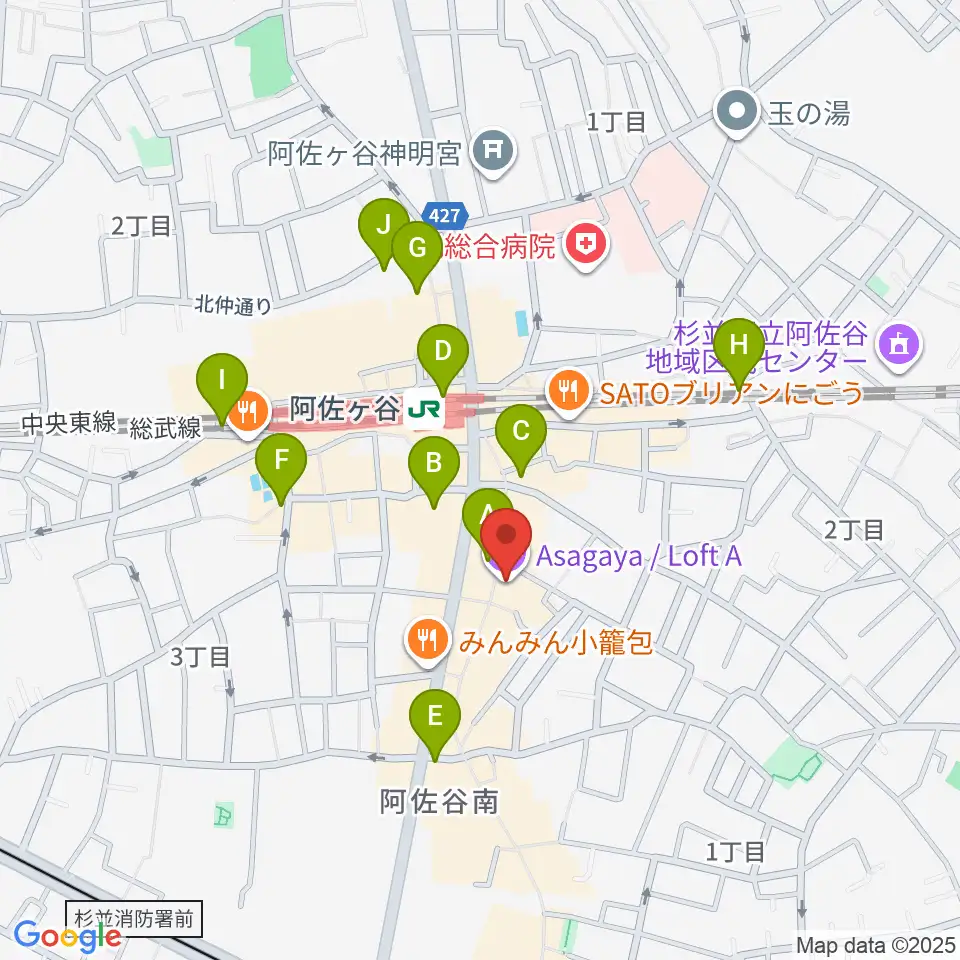 阿佐ヶ谷ロフトA周辺のコンビニエンスストア一覧地図