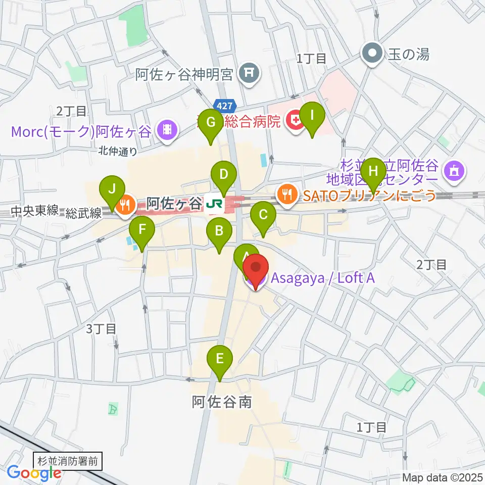 阿佐ヶ谷ロフトA周辺のコンビニエンスストア一覧地図