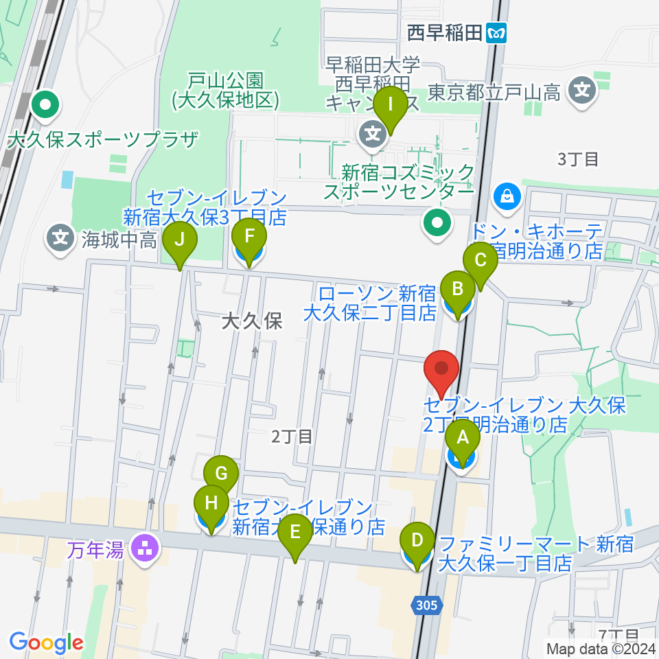 新宿ヘッドパワー周辺のコンビニエンスストア一覧地図