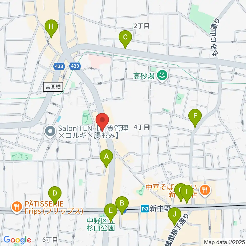 中野MOON STEP周辺のコンビニエンスストア一覧地図