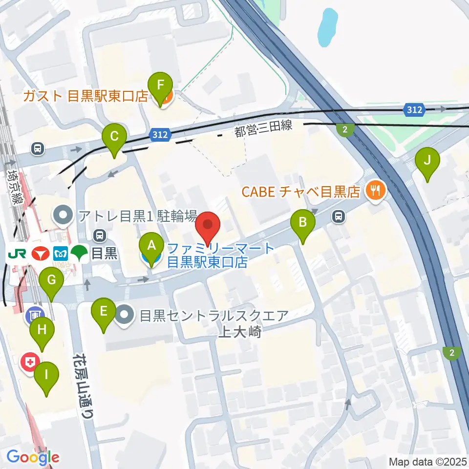 目黒ライブステーション周辺のコンビニエンスストア一覧地図