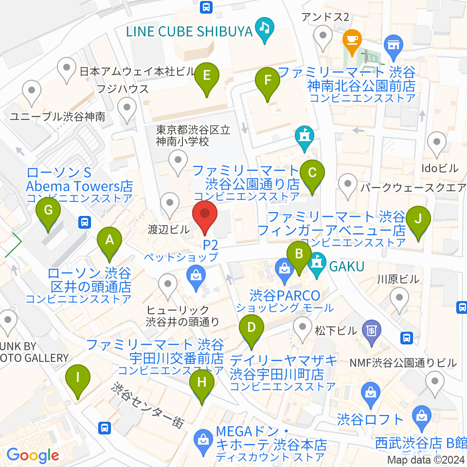 渋谷THE GAME周辺のコンビニエンスストア一覧地図