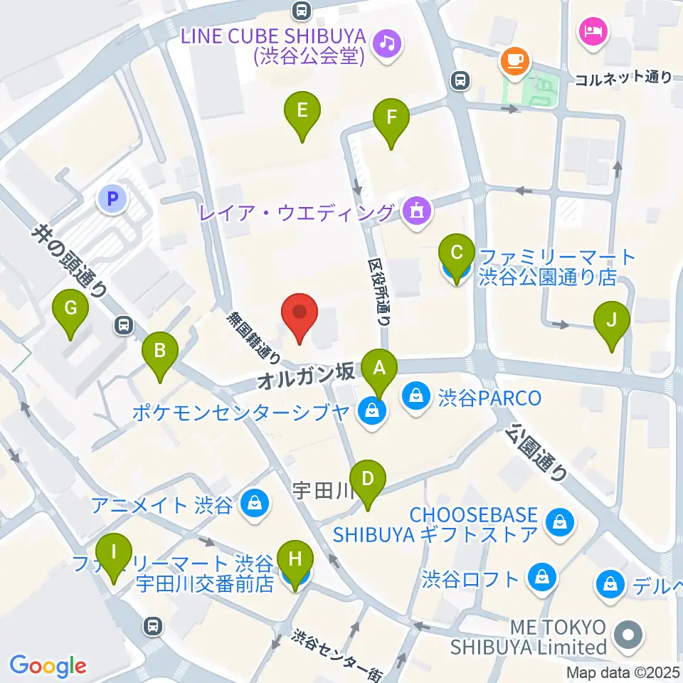 渋谷THE GAME周辺のコンビニエンスストア一覧地図