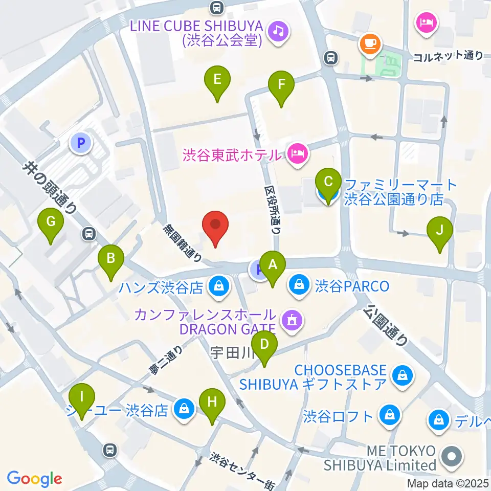 渋谷THE GAME周辺のコンビニエンスストア一覧地図