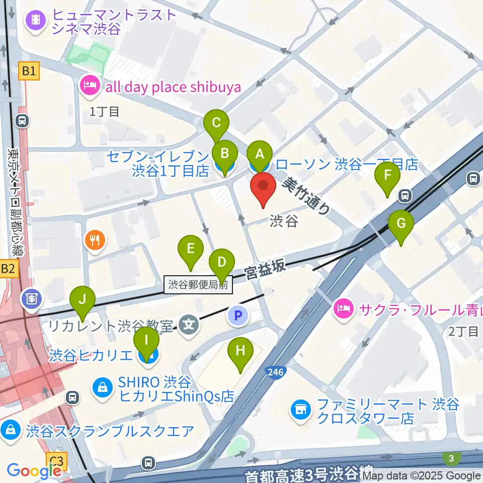 渋谷LUSH周辺のコンビニエンスストア一覧地図