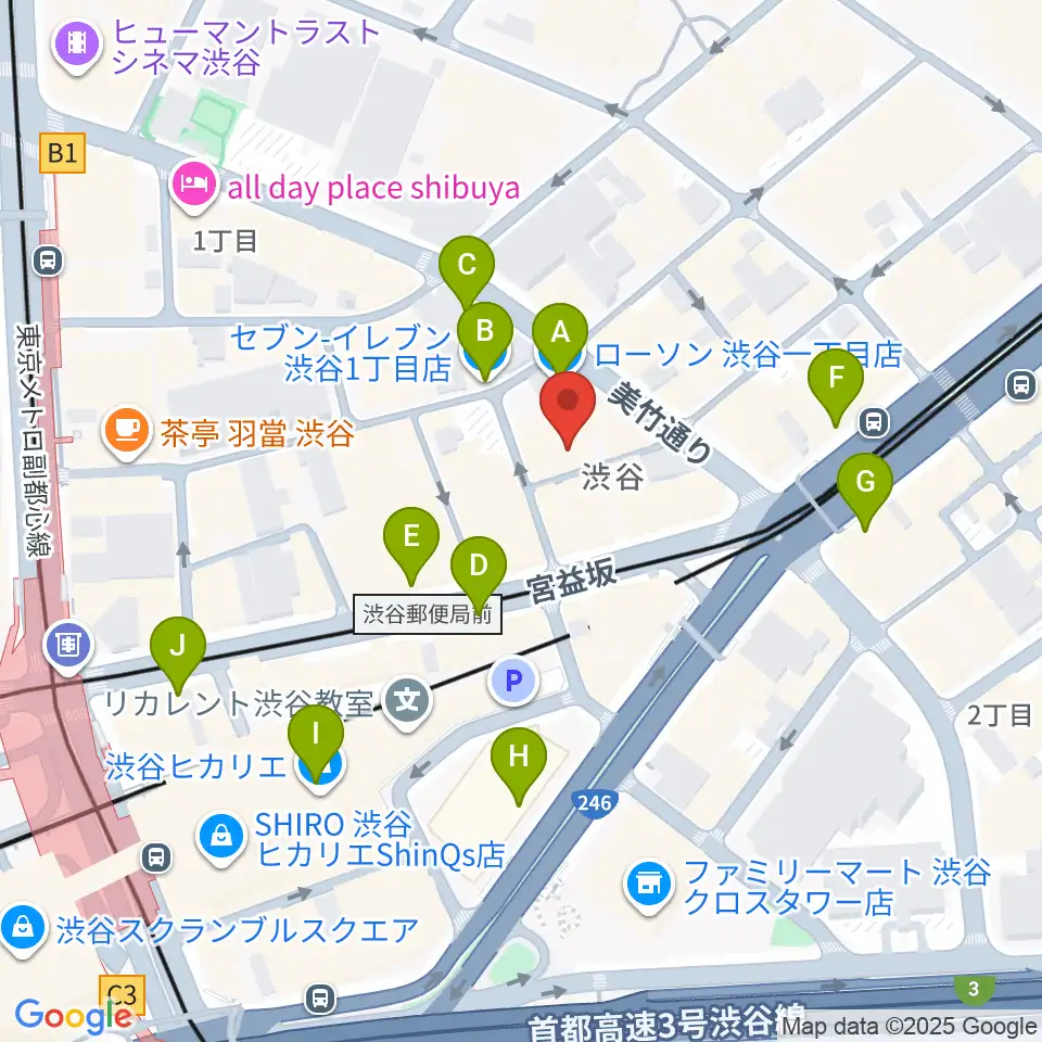 渋谷LUSH周辺のコンビニエンスストア一覧地図