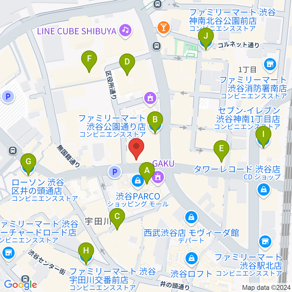 渋谷gee-ge.周辺のコンビニエンスストア一覧地図