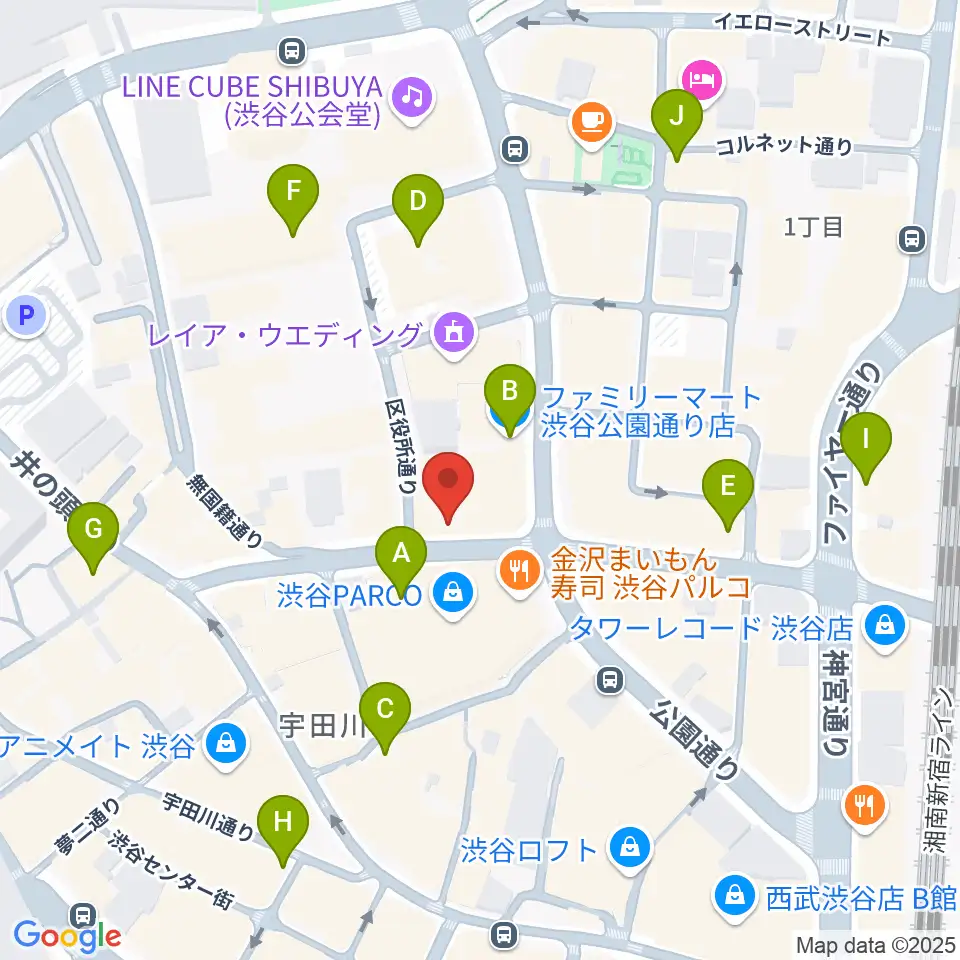 渋谷gee-ge.周辺のコンビニエンスストア一覧地図