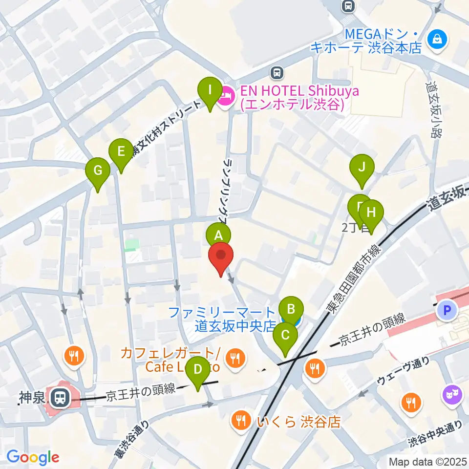 渋谷HARLEM周辺のコンビニエンスストア一覧地図